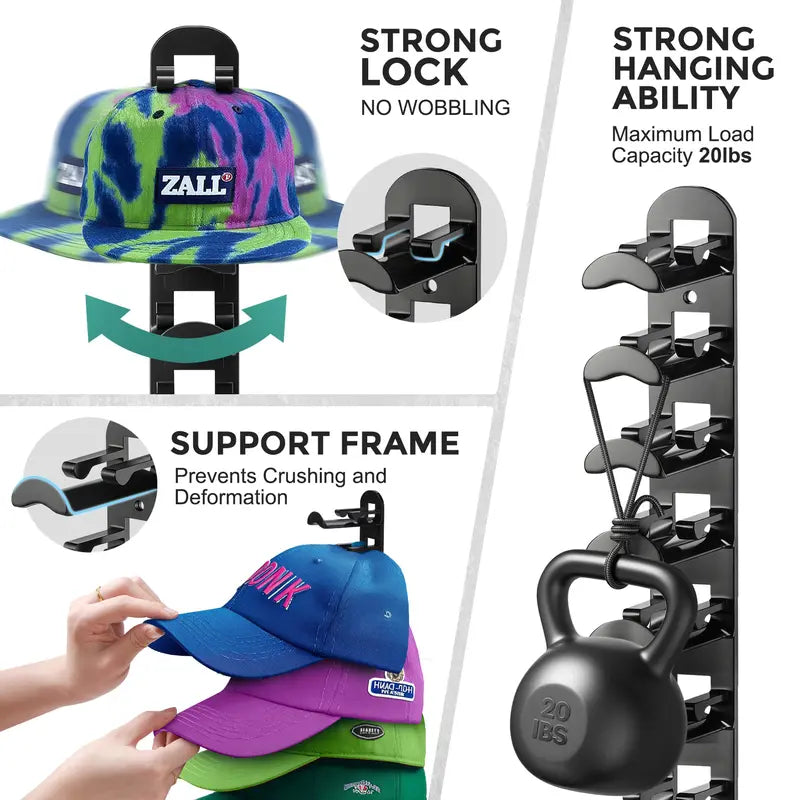 🧢 Vertical Adhesive Wall Hat Rack Organizer (2-Pack)