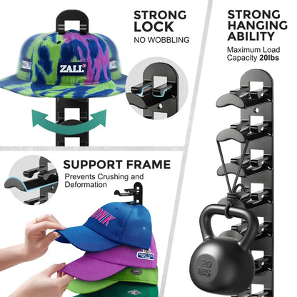 🧢 Vertical Adhesive Wall Hat Rack Organizer (2-Pack)