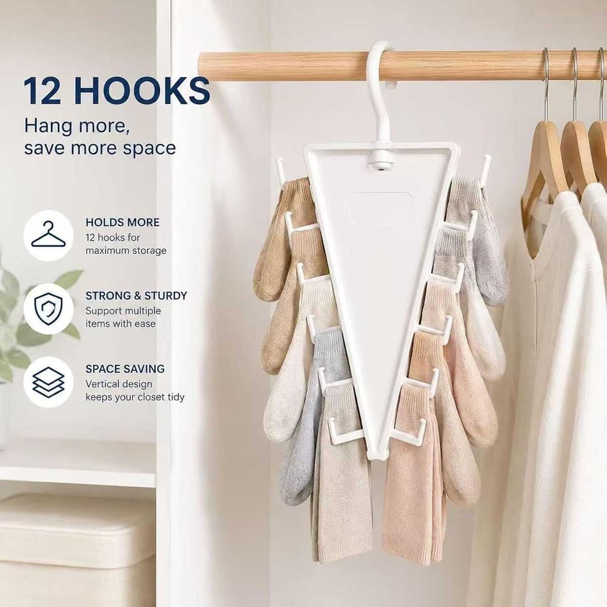 👕V-Shape Double-Sided 12-Slot Closet Organizer