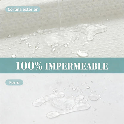 🎐Luxury Waffle Weave Shower Curtain Set with Sheer Liner & Hooks | Hotel Spa Collection