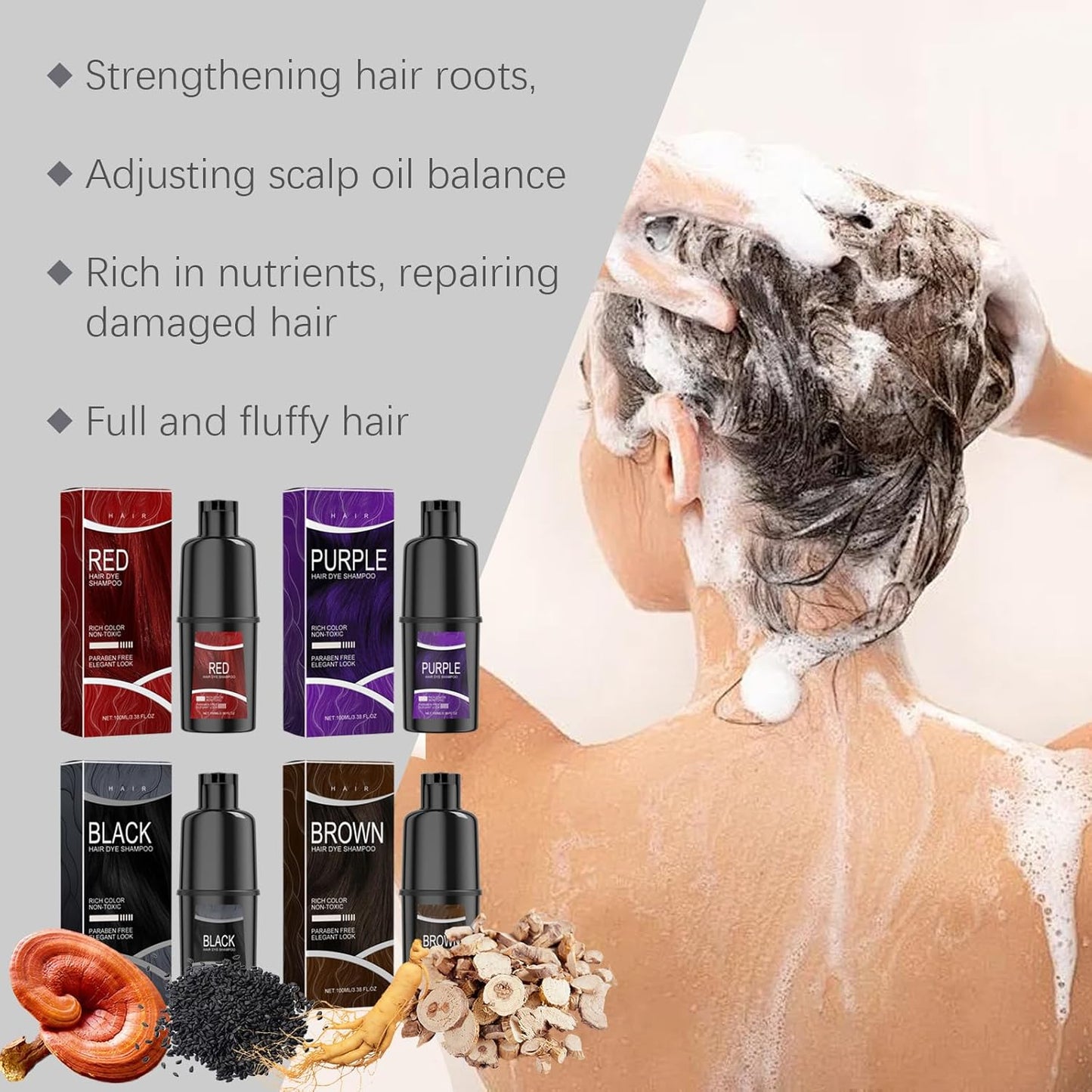 Natural Herbal Hair Color Dye Shampoo (100ml) 🌿