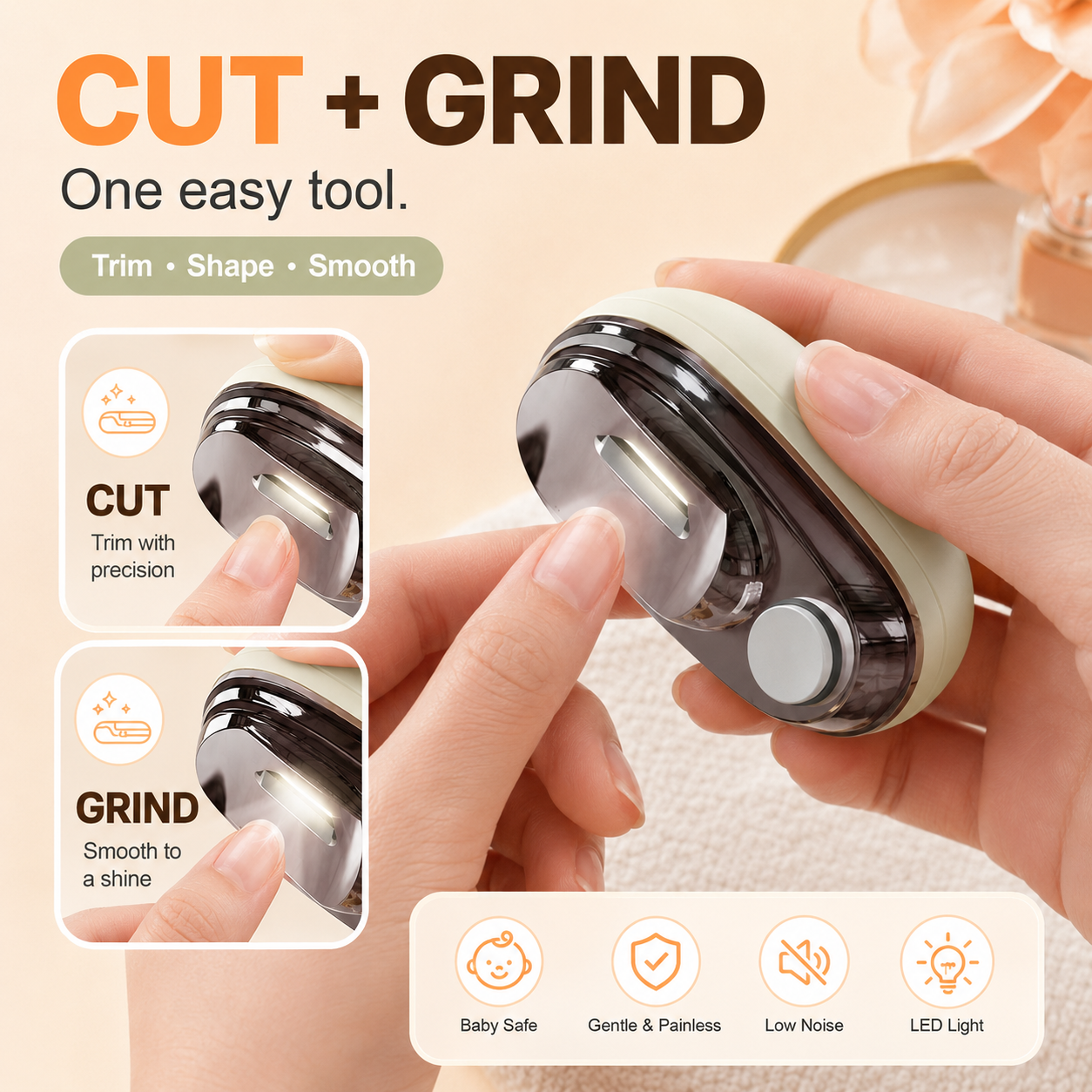 2-in-1 Electric Nail Clipper with LED