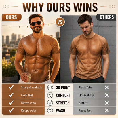 💪Realistic Abs Printed Short Sleeve