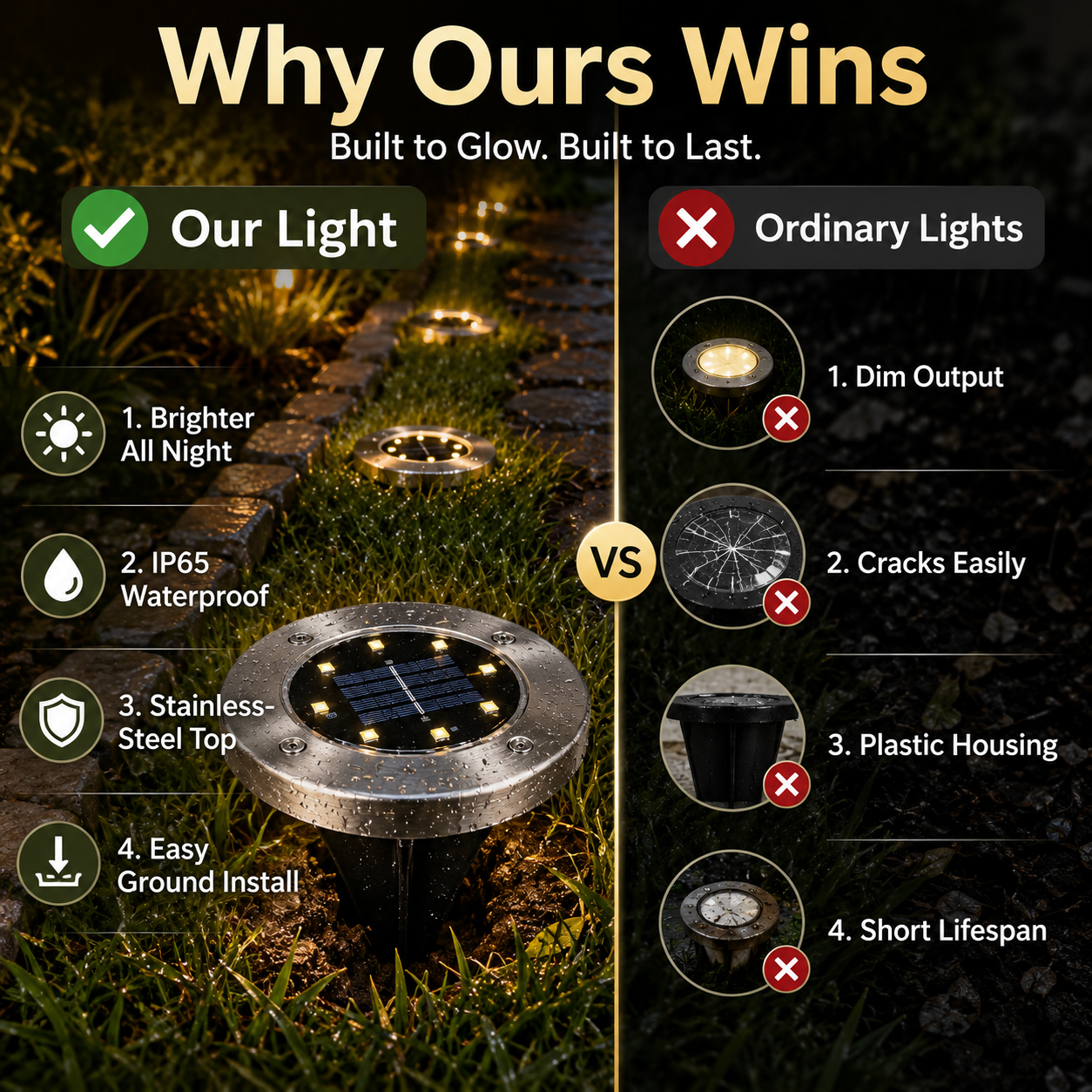 🌟 Solar Stainless Steel In-Ground Garden Lights 🌟