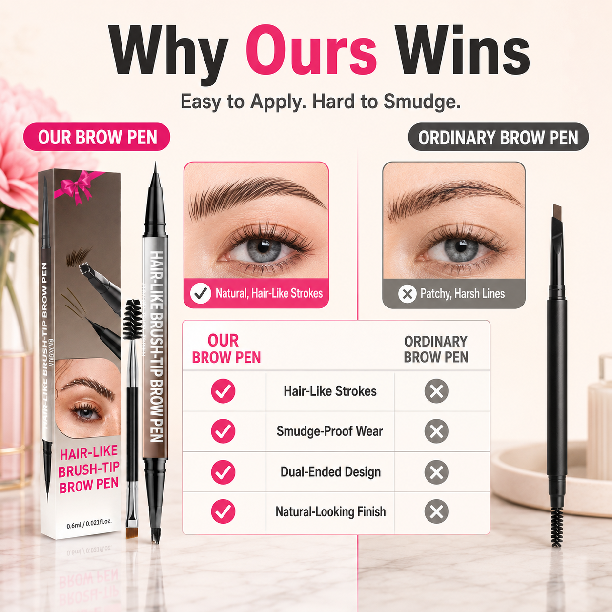 Dual-Ended Hair-Like Brush-Tip Brow Pen✨