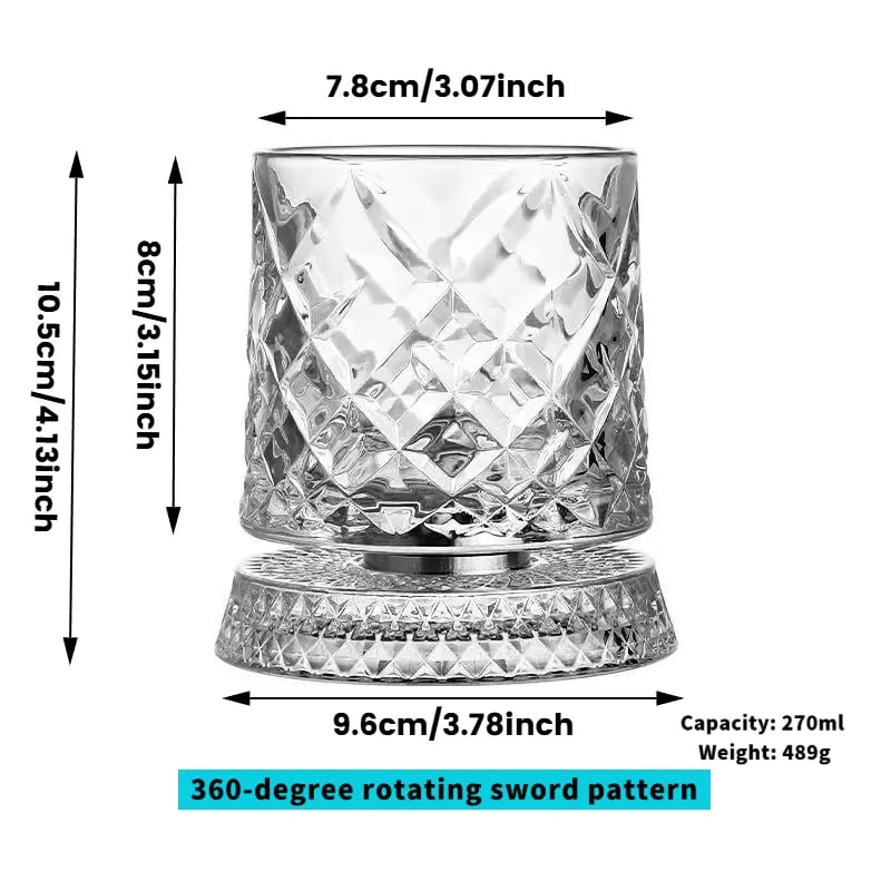 ✨ 360° Spinning Crystal Glass – Luxury Star-Cut Barware