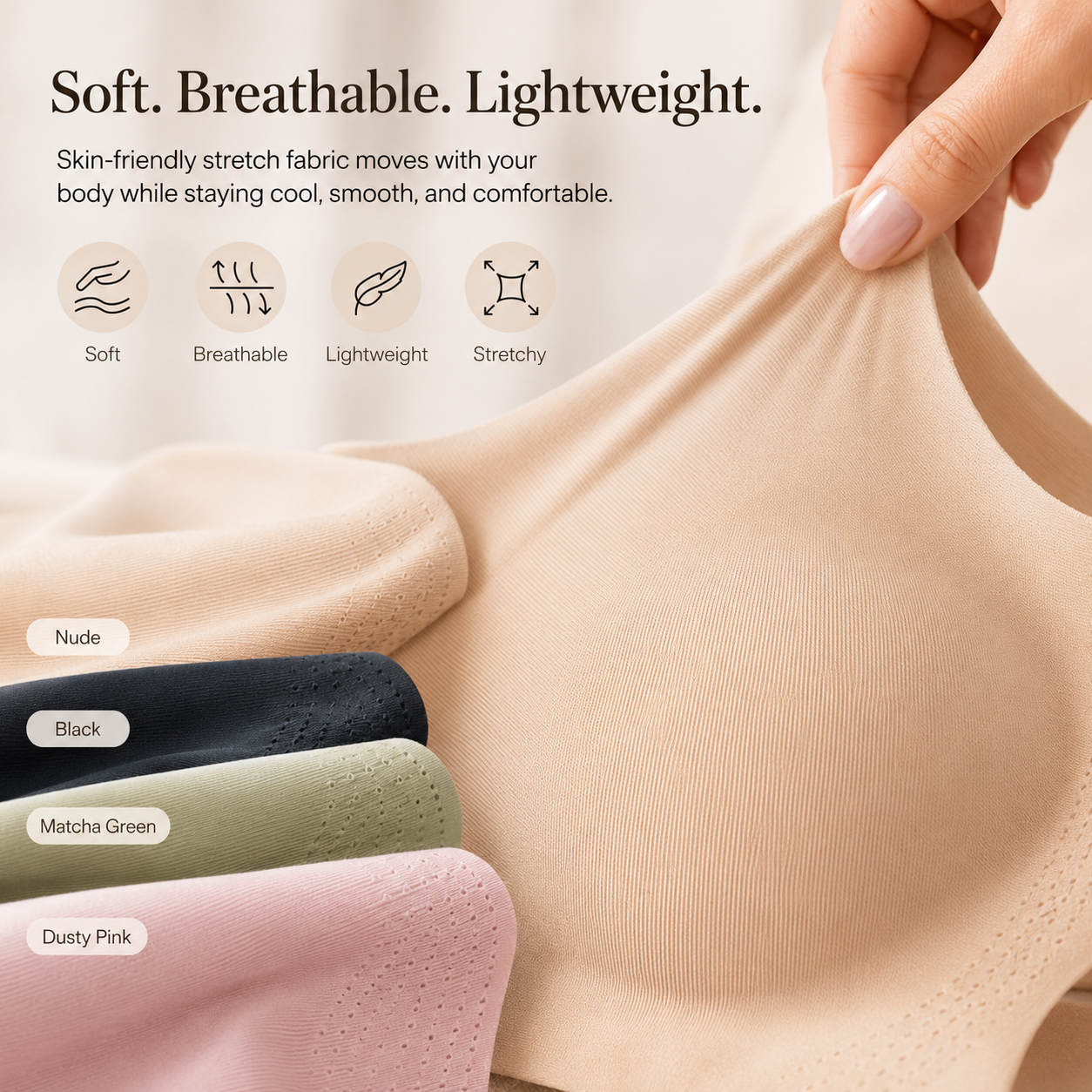 ✨ Invisible Second-Skin Bralette | Seamless, Wireless & Breathable