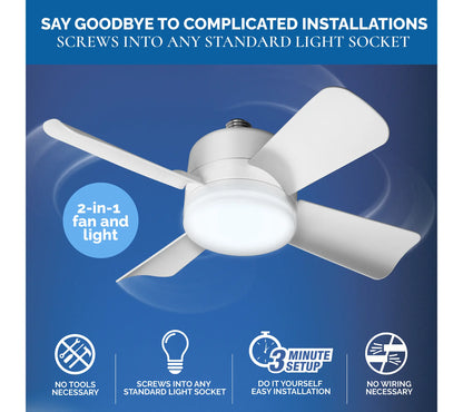 2-in-1 Socket Ceiling Fan & LED Light with Remote 💡🌀