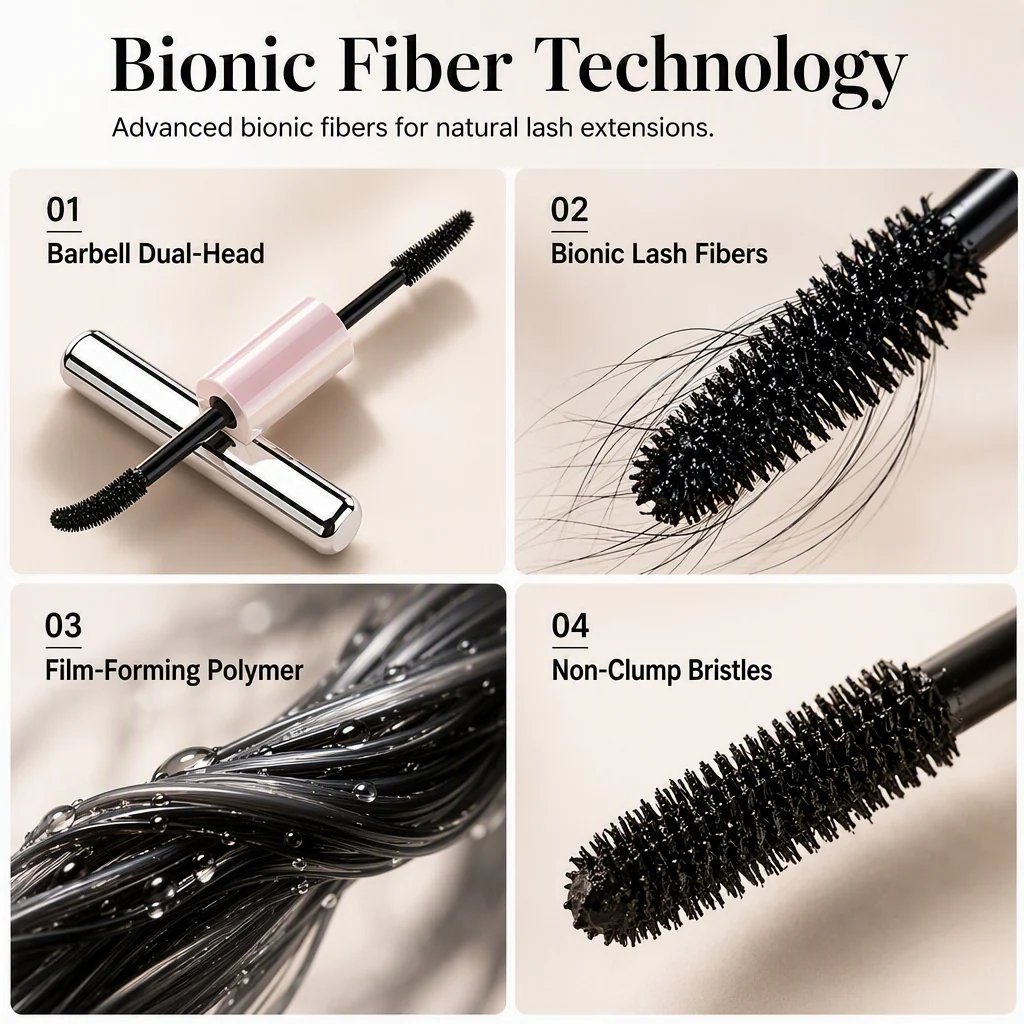 ✨ 24H Waterproof Double-Ended Mascara – 2mm Precision Brush for Longer, Lifted Lashes