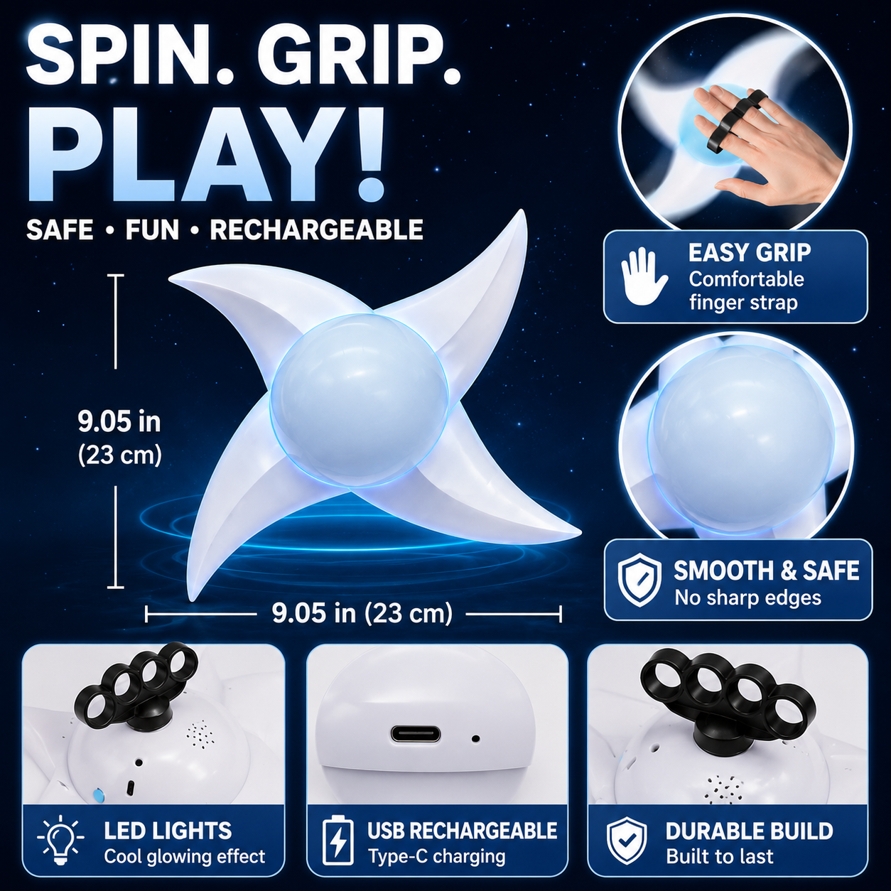 Vortex Glow - 7-Mode LED Light-Up Fidget Spinner⚡