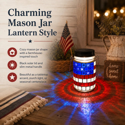 🔥 Last Day 50% OFF - 4th of July Solar Patriotic Mason Jar Lantern