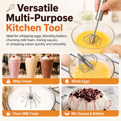 ⚙️Stainless steel semi-automatic rotary whisks - suitable for whipping coffee and eggs