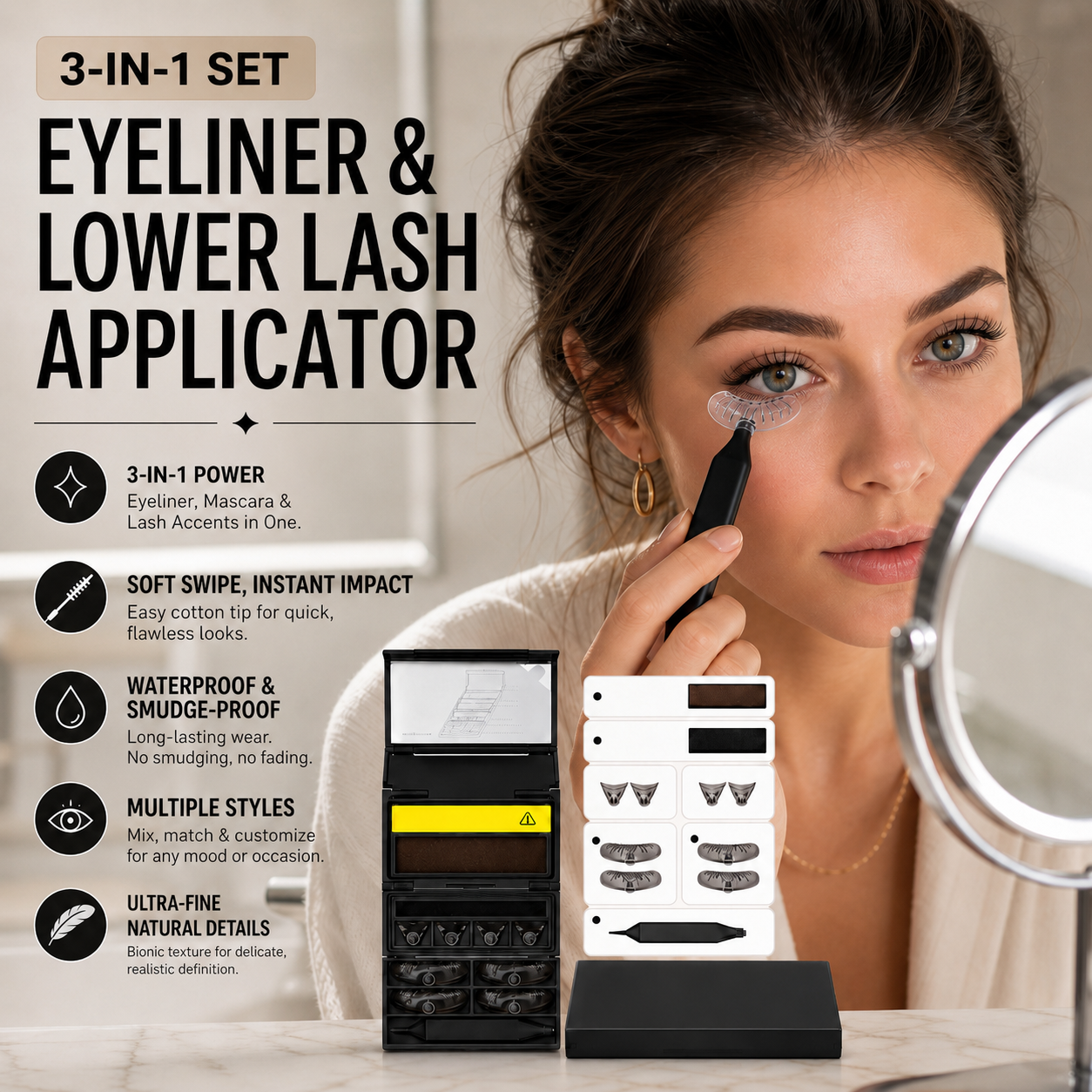 🥳2026 HOT SALE🥳💋50K+ SOLD!🔥 50% OFF! 3-in-1 Kit: Eyeliner and Lower Lash Stamp