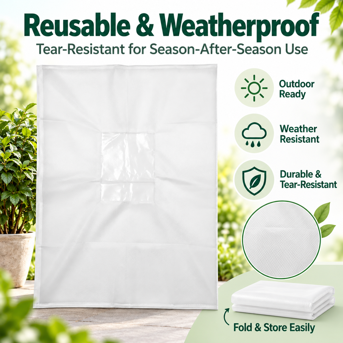 🌱Plant cover with zipper, drawstring, and transparent panel - suitable for trees, plants, and shrubs