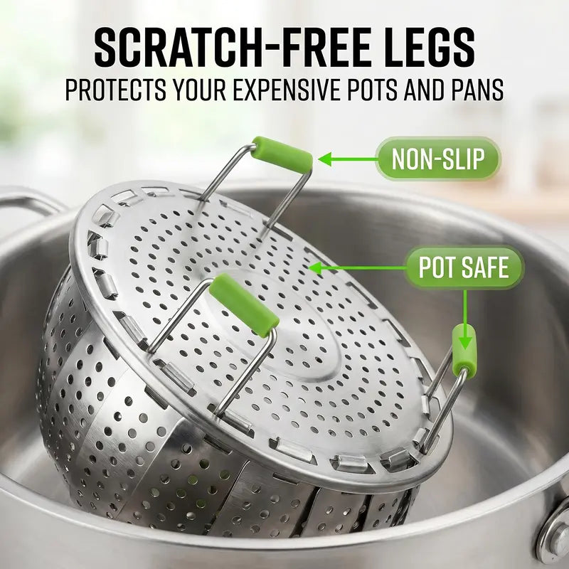 🛡️Stainless steel folding lotus telescopic steamer