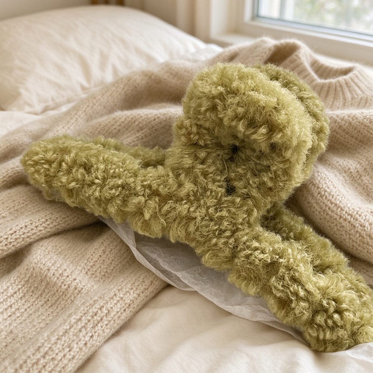 Plush shark claw hair clip