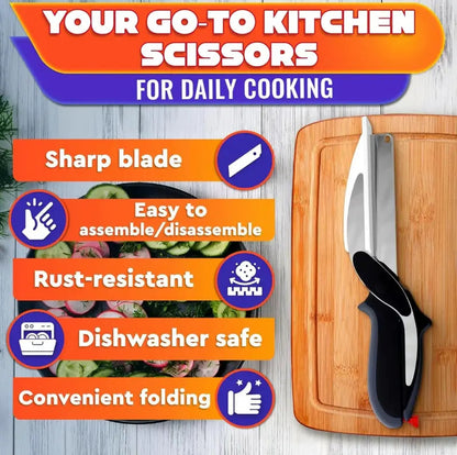 ✂️ 2-in-1 Kitchen Scissors & Cutter 🍅