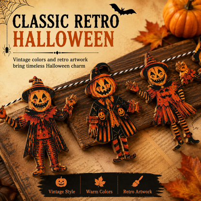 Vintage Wooden Pumpkin Banner (6 Pcs) 🎃