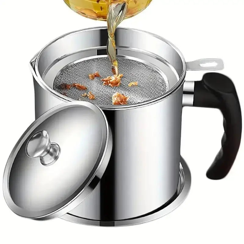 🍳Premium Stainless Steel Oil Strainer & Container Pot | Eco-Kitchen🔄