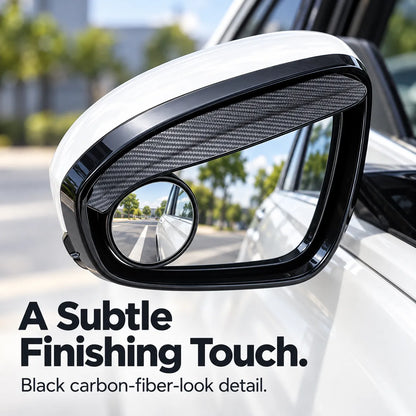 🚗 2-in-1 Side Mirror Rain Visors with Adjustable Blind Spot Mirrors – Carbon Fiber Look