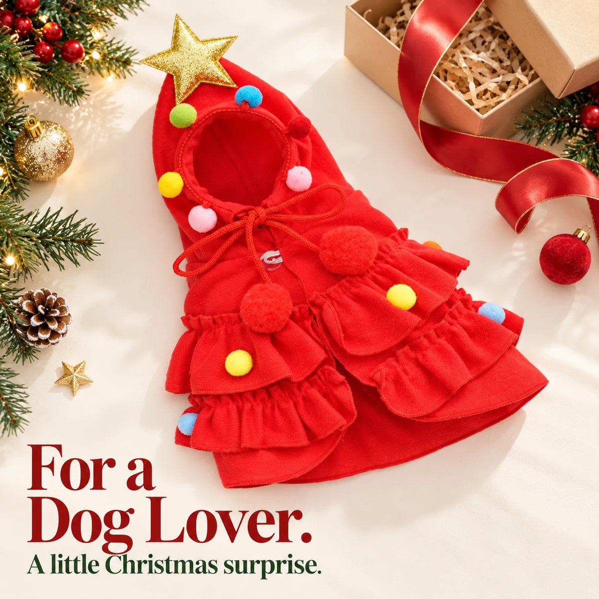 Christmas Dog Cape 🎄 Festive Tree Costume for Holiday Photos