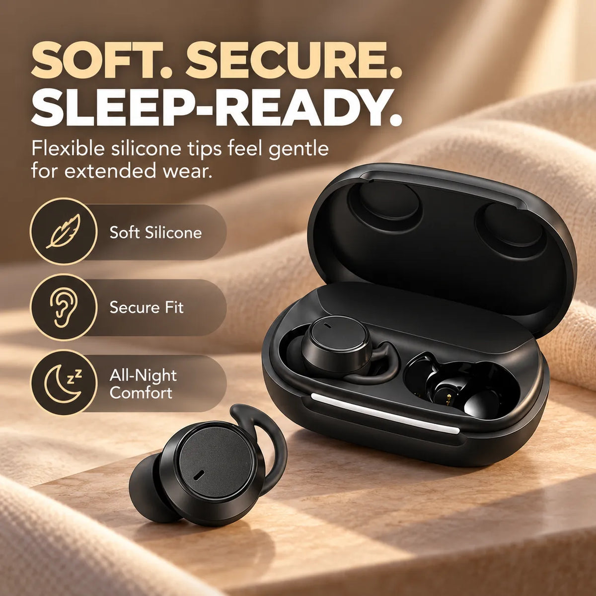 🌙 Mini Wireless Sleep Earbuds – Ultra-Light Comfort for Side Sleepers 🎧