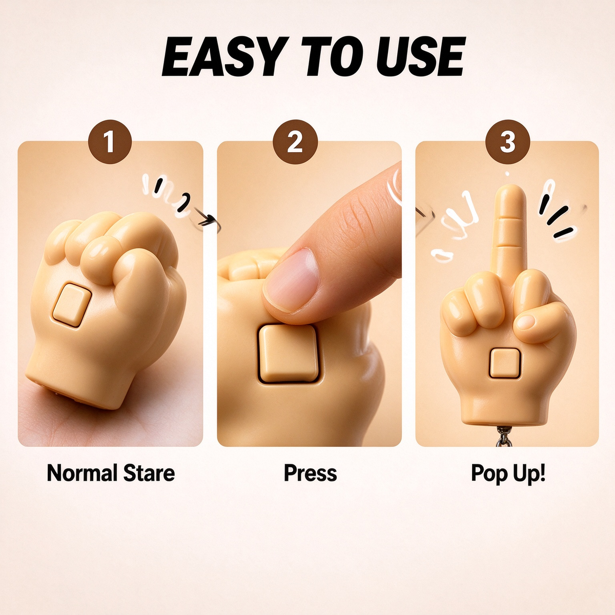 Funny Pop-Up Middle Finger Prank Keychain Set
