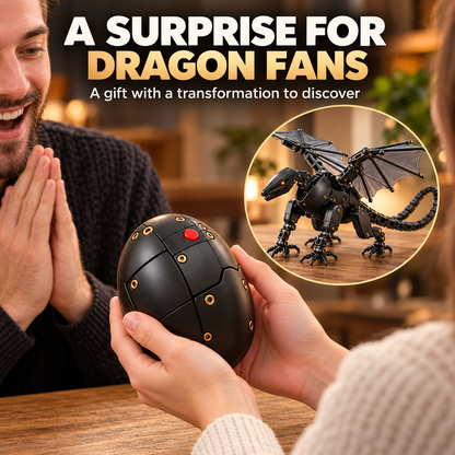 Egg-to-Dragon Transforming Toy – Black & Gold Mechanical Dragon for Play & Display
