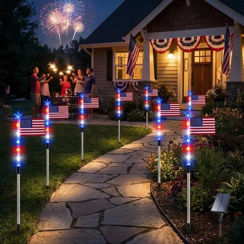 🇺🇸 8-Piece Flag Light Set ✨ 4th of July Yard Decor