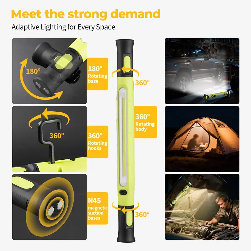 💡 BougeRV 3000LM LED Magnetic Work Light – Cordless Rechargeable