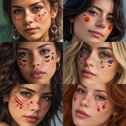 Halloween Face Stickers – 6 Spooky Costume Styles