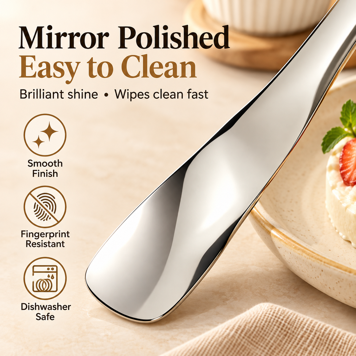 🥄316L Stainless Steel Dessert Spatula - Suitable for ice cream, cakes, and yogurt