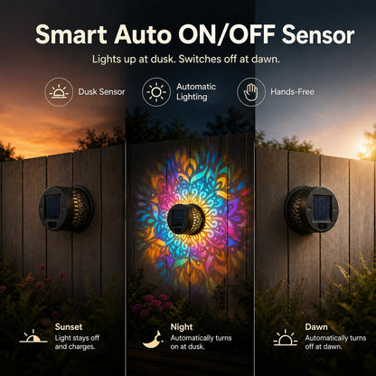 ✨ Mandala Solar Wall Lamp – Magical Patio Night Ambience