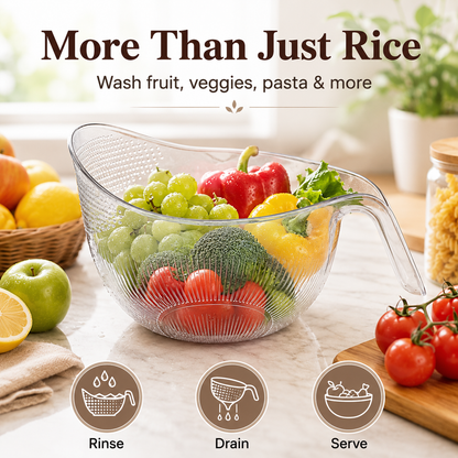 🔥 CLEARANCE SALE: Multipurpose Rice Strainer Bowl – Rinse, Drain & Prep in One