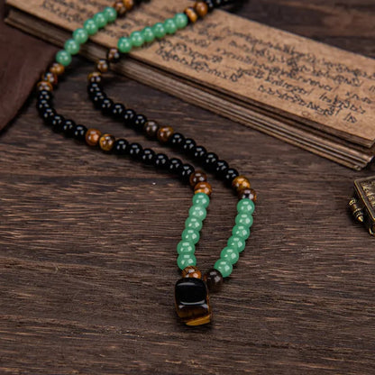✨ Money Attraction Necklace 💰 Green Aventurine & Tiger Eye Crystal