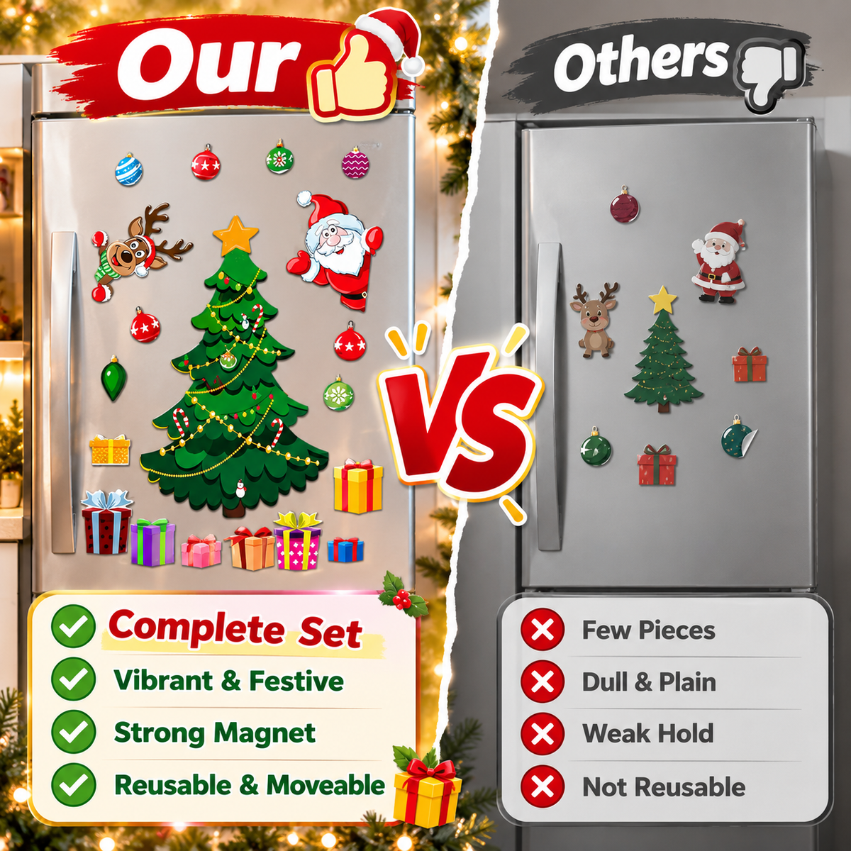 Magnetic Christmas Tree for Refrigerator - Reusable Holiday Decor for Family