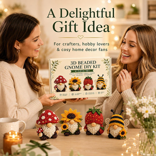 ✨3D Beaded Gnome DIY Kit - Whimsical Cozy Miniature Crafting Set🎃