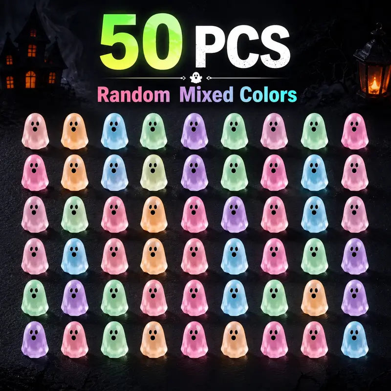 Luminous Mini Ghost Figurines – Glow in the Dark Pastel Set