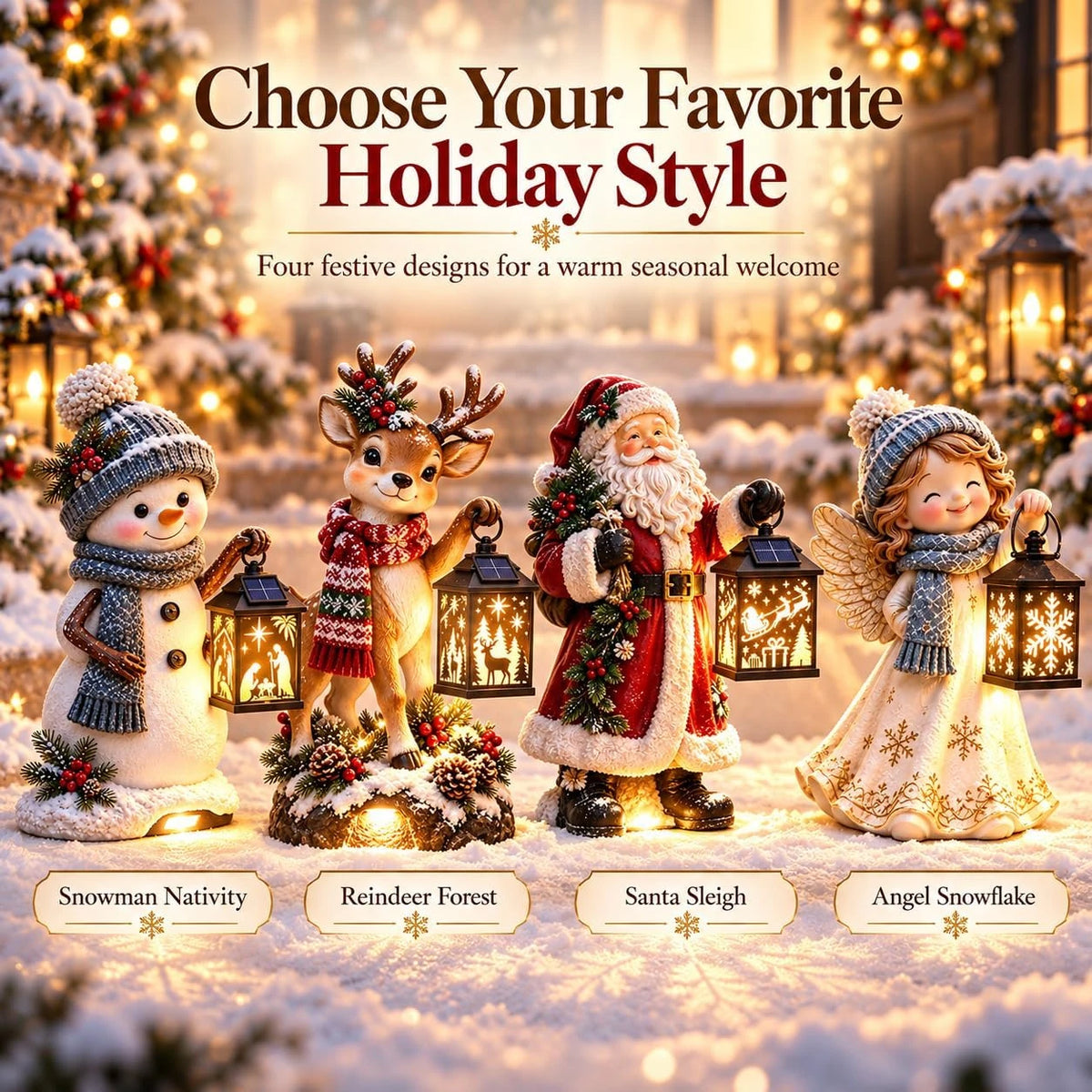 Christmas Lantern Figurines with Warm Holiday Glow