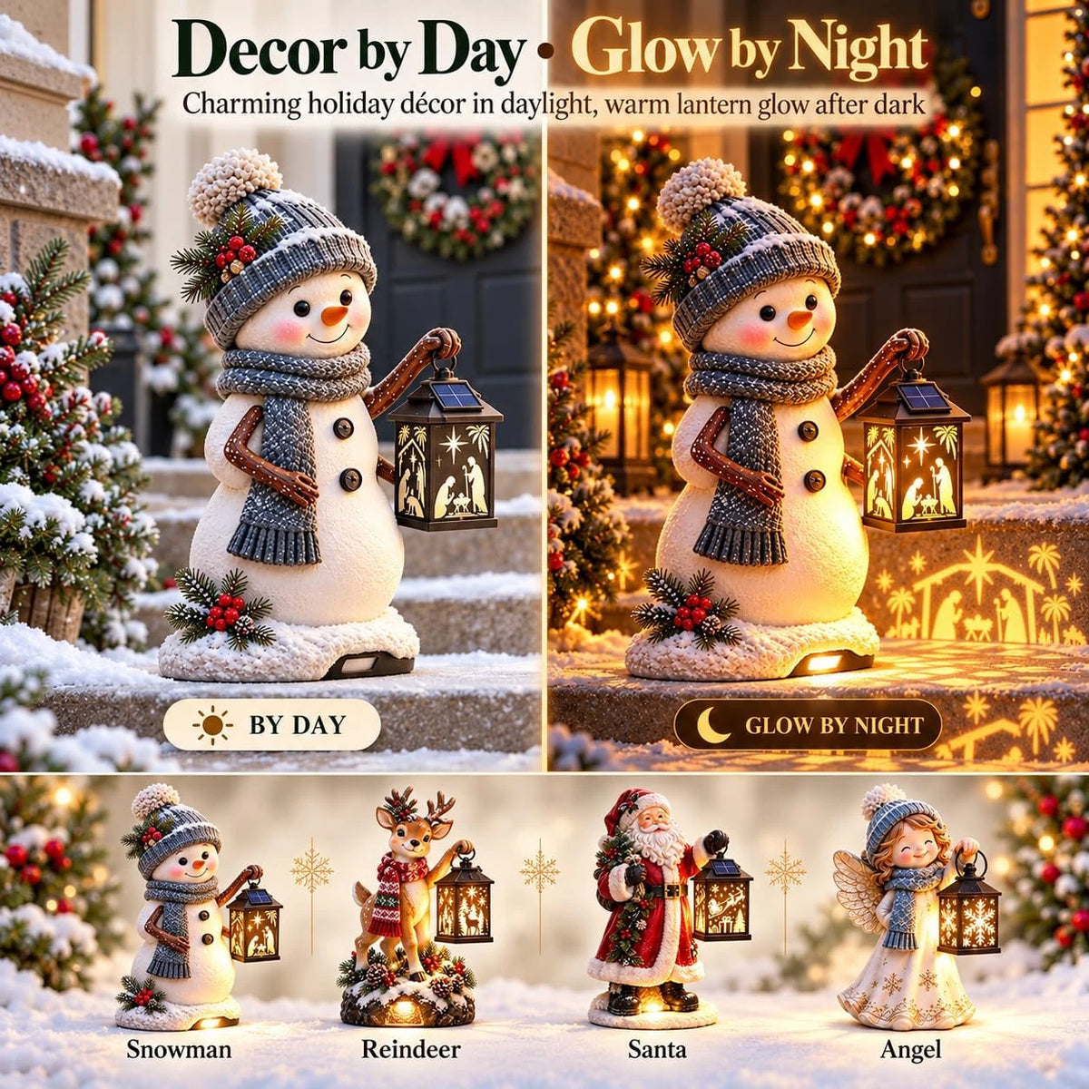 Christmas Lantern Figurines with Warm Holiday Glow