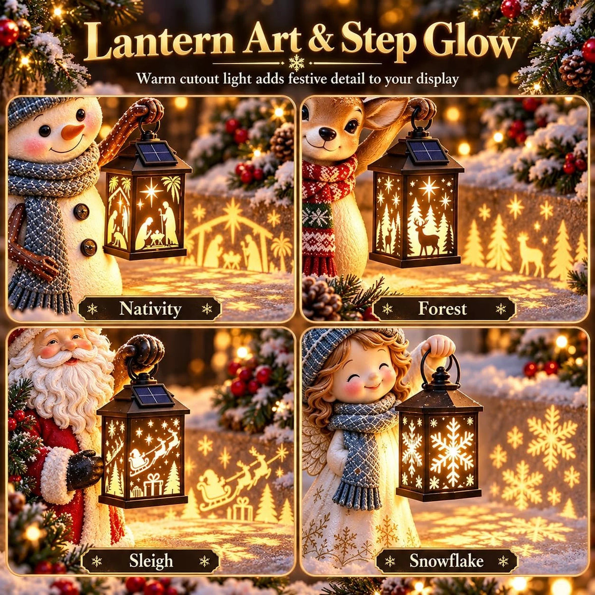 Christmas Lantern Figurines with Warm Holiday Glow