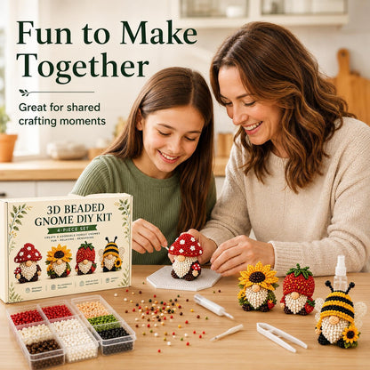 ✨3D Beaded Gnome DIY Kit - Whimsical Cozy Miniature Crafting Set🎃