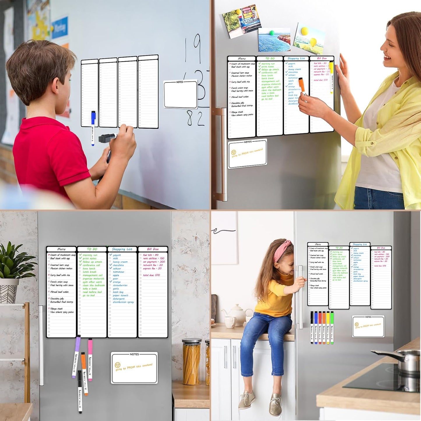 Magnetic Dry Erase To-Do List Board (4-Pack)