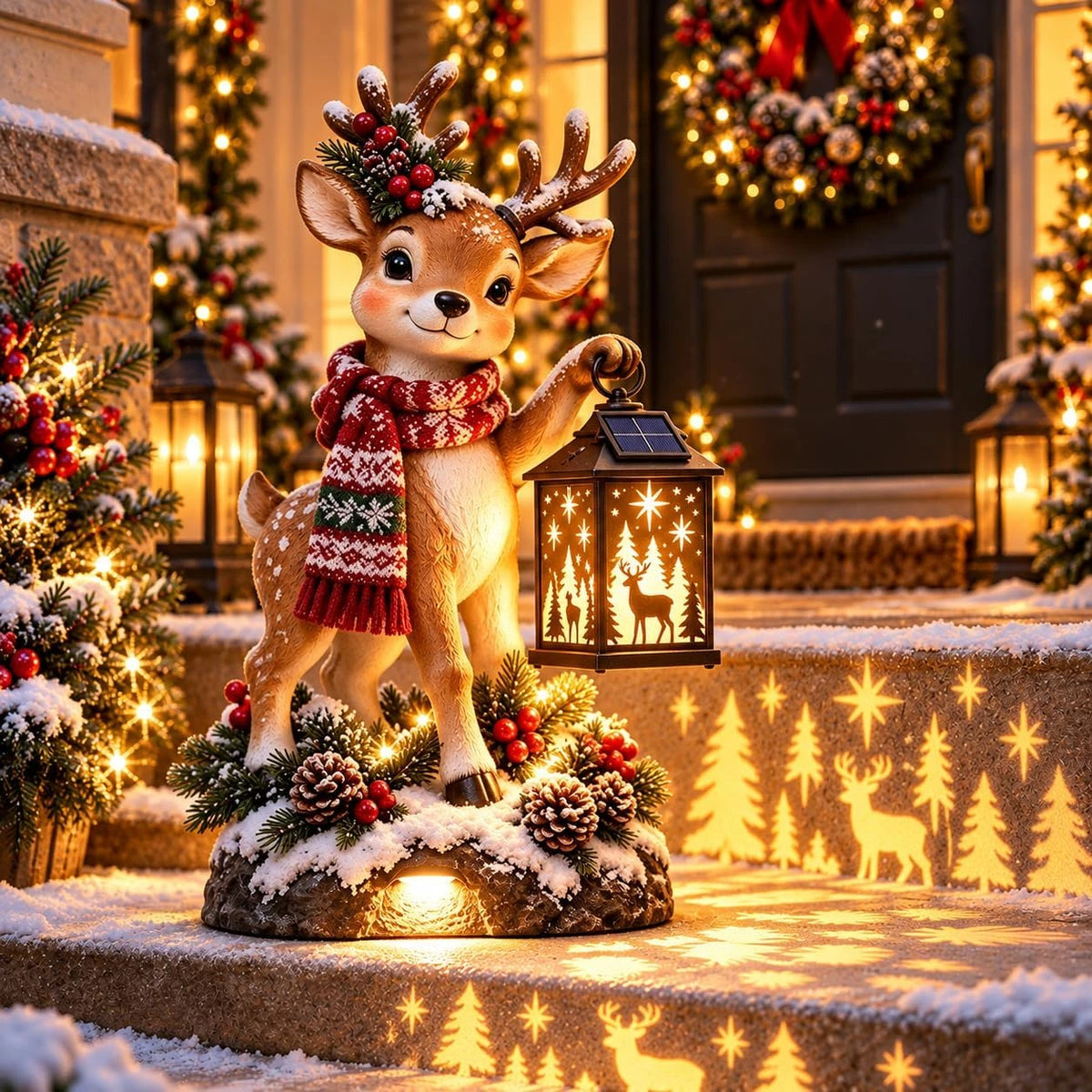 Christmas Lantern Figurines with Warm Holiday Glow
