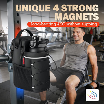 🏋️ Magnetic Gym Bag with Bottle Holder – Strong & Secure