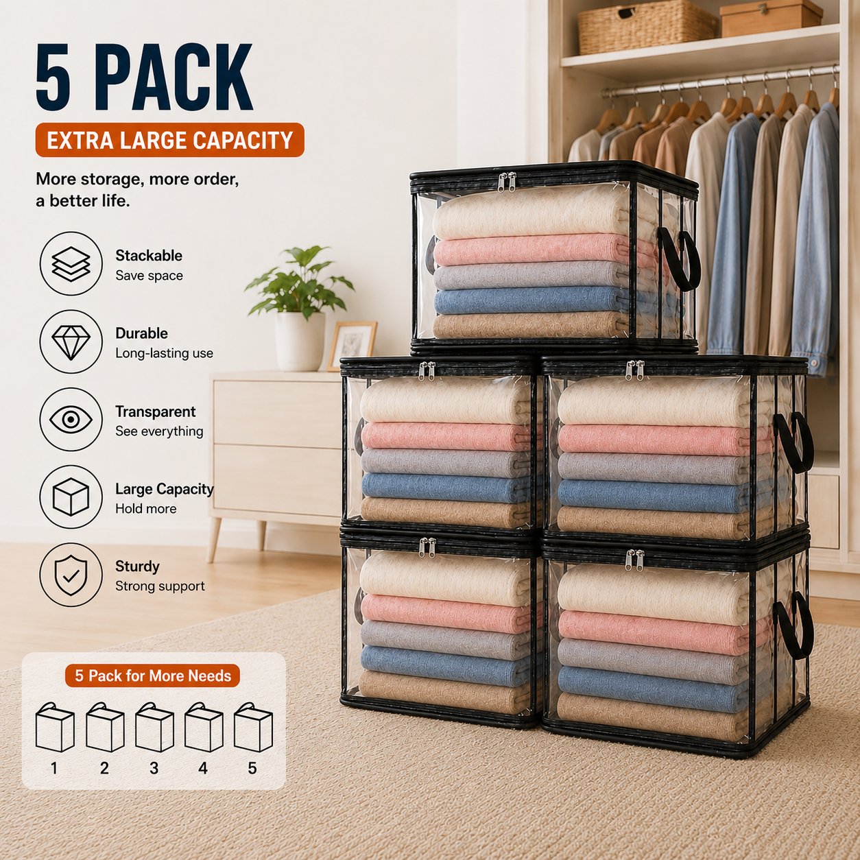 📦 Heavy-Duty Clear Storage Box 🏠 Portable & Durable Design