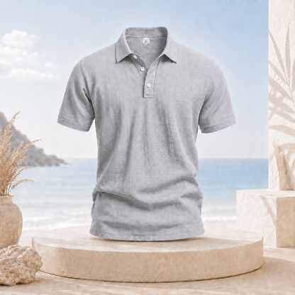 Men's Breathable Cotton Linen Resort Polo & Pants 2-Piece Set