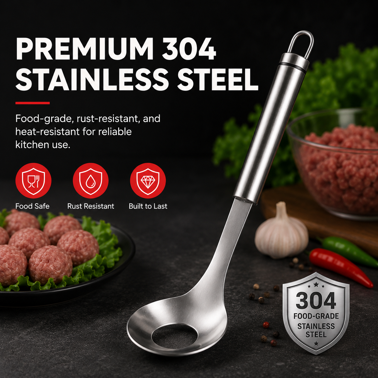 🛡️304 Stainless Steel Meatball Maker Spoon