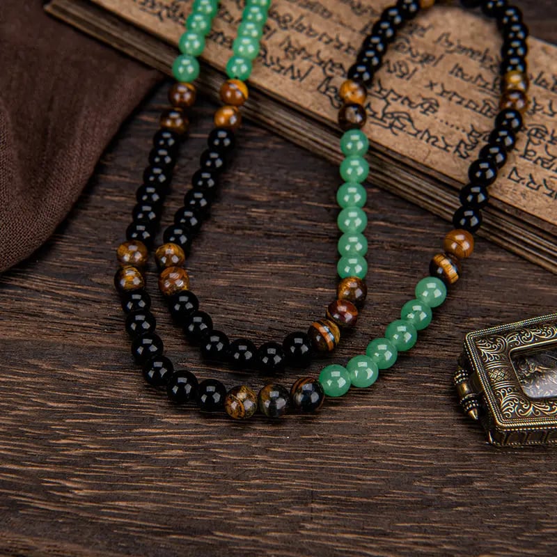 ✨ Money Attraction Necklace 💰 Green Aventurine & Tiger Eye Crystal