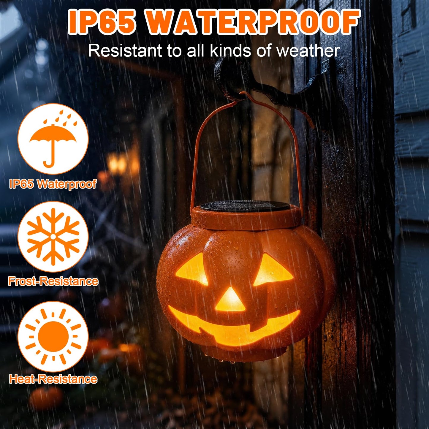 🎃 Solar-Powered Pumpkin Lantern | IP65 Weatherproof & Auto-Lit Halloween Decor